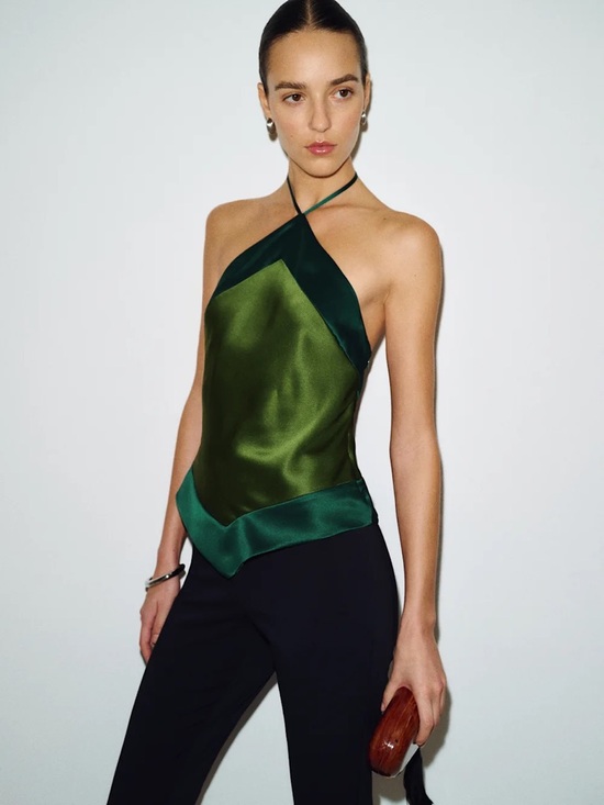 Reformation Tops - REFORMATION Jillian Silk Top in Topiary